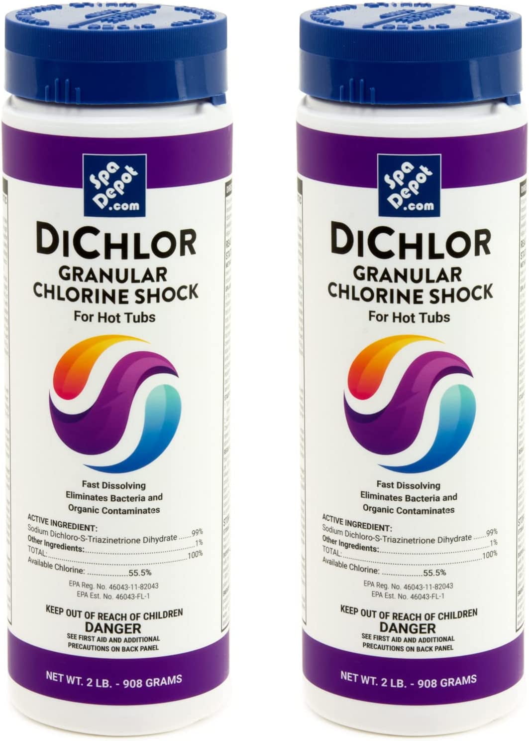 DiChlor Hot Tub Sanitizing Shock, Best Choice Chlorine Granules, 2 lb