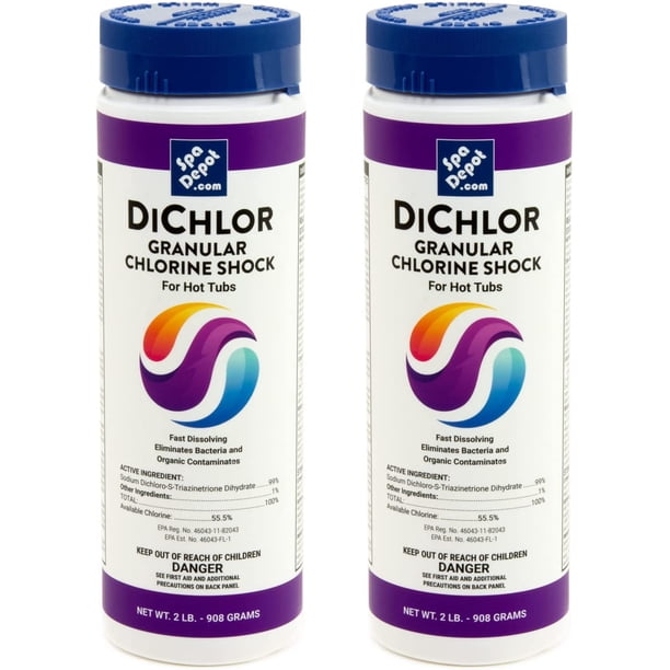 DiChlor Hot Tub Sanitizing Shock, Best Choice Chlorine Granules, 2 lb