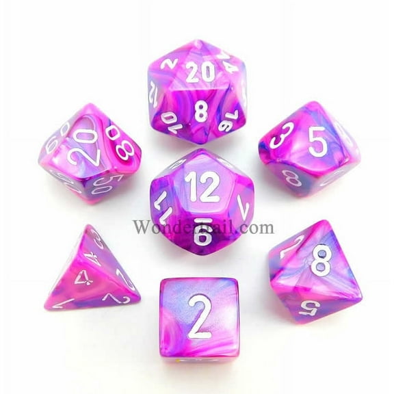 Violet Festive Dice with White Numbers 16mm (5/8in) Set of 7 Chessex