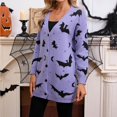 thumbnail image 7 of Halloween Cardigan Sweaters for Women Plus Size Fall Winter Loose Casual Long Sleeve Button Down Outerwear Coat #02 Purple Size XL, 7 of 7