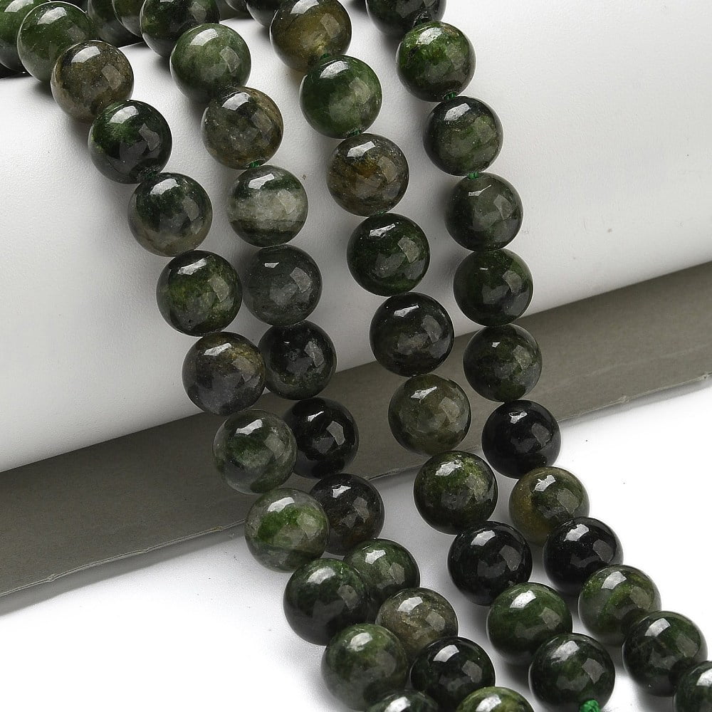 Natural Green Diopside Beads Strands Round 9x8.5mm Hole: 1mm about 46pcs/strand 15.59''(39.6cm)