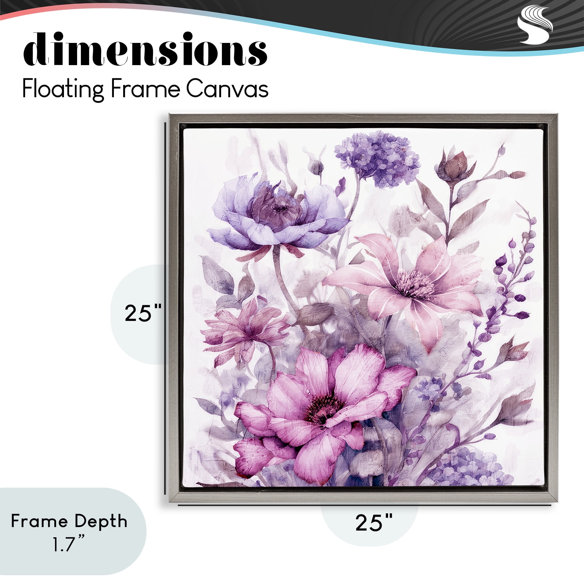 Stupell Industries Purple & Blush Florals Gray Framed Floater Canvas Wall Art, design by Kim Allen