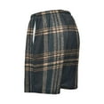 thumbnail image 5 of Men's Pajama Shorts Bottoms with Pockets Soft Lightweight Lounge Sleep Wear Dark Green Brown Tartan, 5 of 6