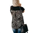 thumbnail image 2 of New Women's Casual Loose T Shirts Color Matching Design Pockets Decor V Neck Short Sleeve Leopard Print Pullovers Top, 2 of 2