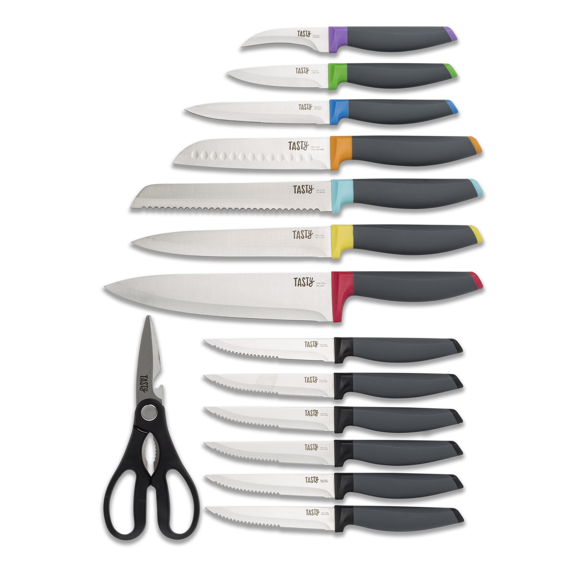 Tasty Soft Grip Knife Set with Block 15 Pieces