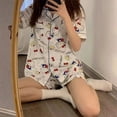 thumbnail image 2 of Sanrio Hello Kitty Woman Summer Pajamas Kuromi My Melody Cinnamoroll Lady Short Sleeve Suit Cute Cartoon Home Clothes Nightdress, 2 of 9