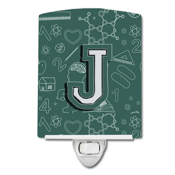 Caroline's Treasures CJ2010-JCNL Letter J Back to School Initial Ceramic Night Light, 6x4x3", multicolor