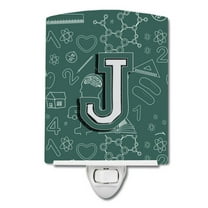 Caroline's Treasures CJ2010-JCNL Letter J Back to School Initial Ceramic Night Light, 6x4x3", multicolor