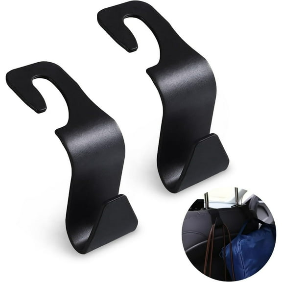 Car Seat Headrest Hook,2 Pack Car Seat Backpack Hooks,Hanger Storage Organizer Universal for Handbag Purse Coat fit Universal Vehicle Car Black S Type