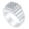 thumbnail image 2 of AFFY Father's Day Gift 0.99 Carat (Cttw) Round White Natural Diamond Square Frame Men's Cluster Wedding Band Ring 14k Solid White Gold Ring Size-11.5, 2 of 2