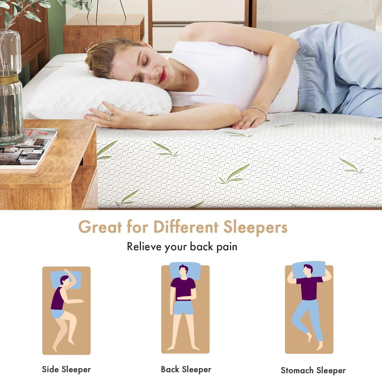 Full Mattress, 6 inch Memory Foam Mattress Bed in a Box, with Green Tea Gel