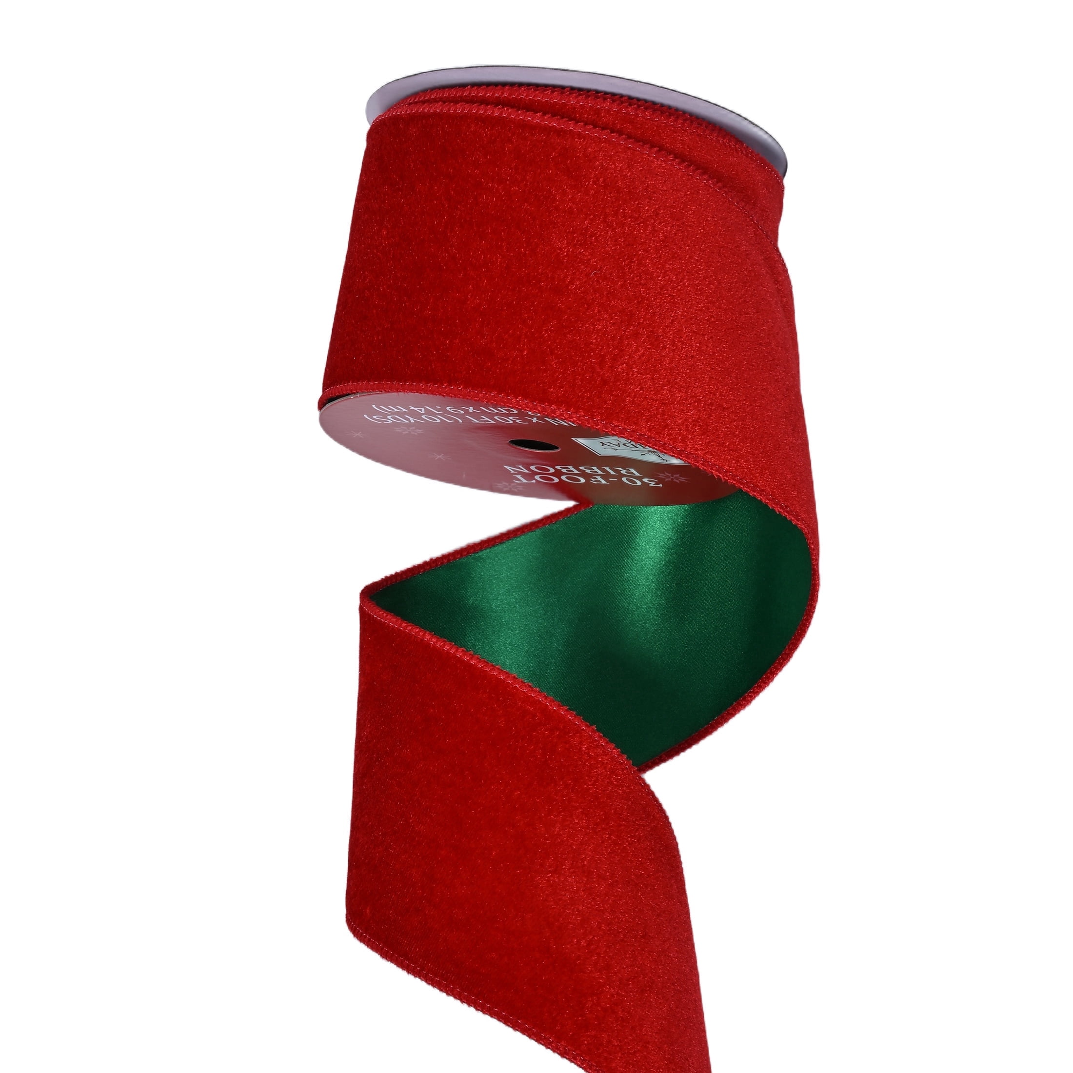 Red and Green Velvet Christmas Ribbon, 3.5" x 30', by Holiday Time