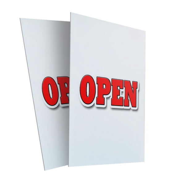 Open (2-PACK) 24" x 36" Plastic Signs | Sign Insert 4mm Corrugated Plastic Signs Storefront Window Poster