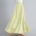thumbnail image 5 of Women'S Vintage Stretch High Waist A-Line Long Skirts With Pockets Clearance Sale Women Casual Summer Large Solid Elastic Waist Flax A-line Ankle Skirt Yellow A Free Size, 5 of 6