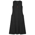 thumbnail image 6 of Women's Summer Sleeveless V Neck Midi Dress Eyelet Lace Trim Button Front Casual Dress with Pockets Black S(S), 6 of 8