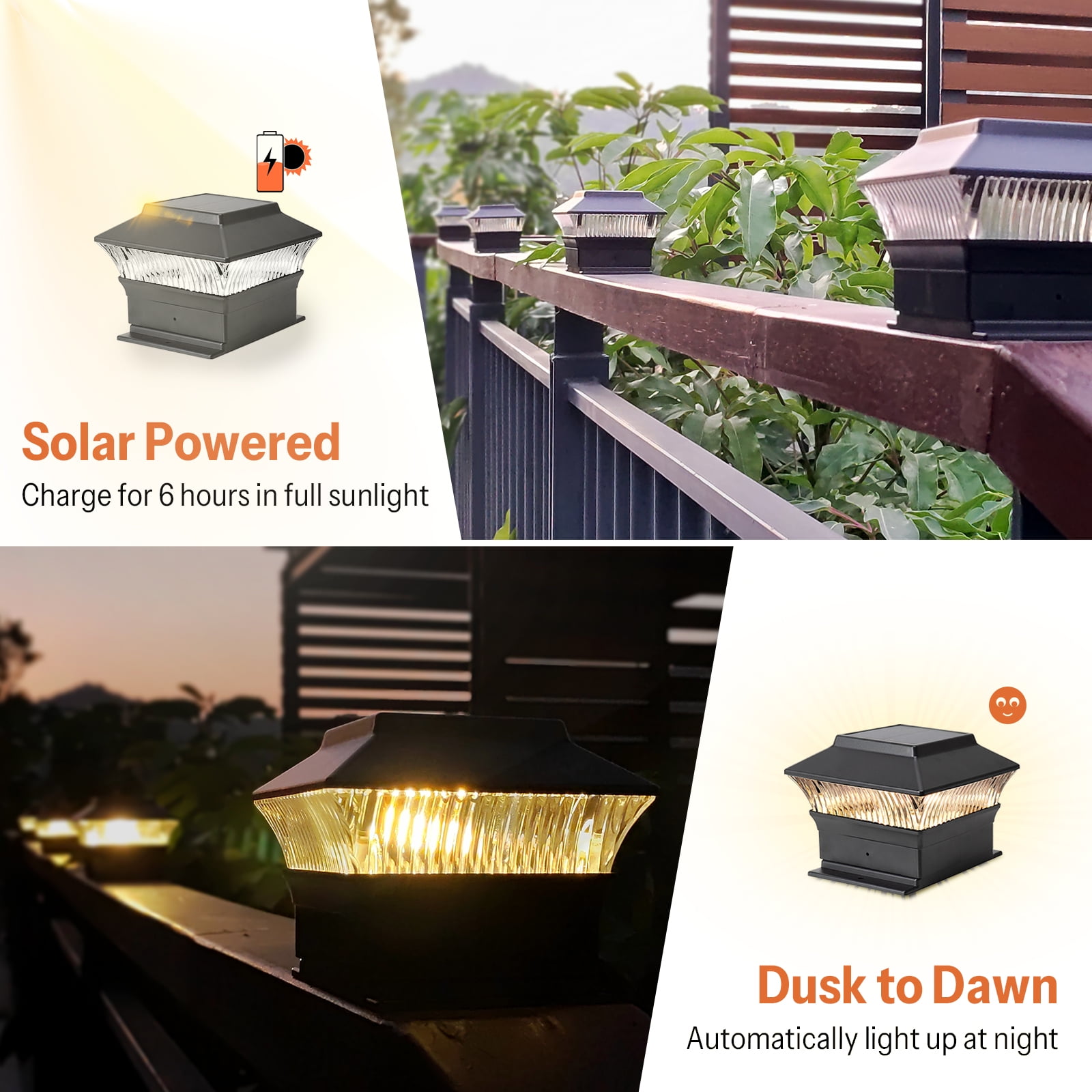Involux Solar Post Cap Lights Outdoor, Waterproof LED Deck Fence Post Light for 4x4 Vinyl Post and Wooden Flat Surface 25 Lumen 3000K Warm White Garden Patio Decoration Light, Black 8 Pack IL0108-08