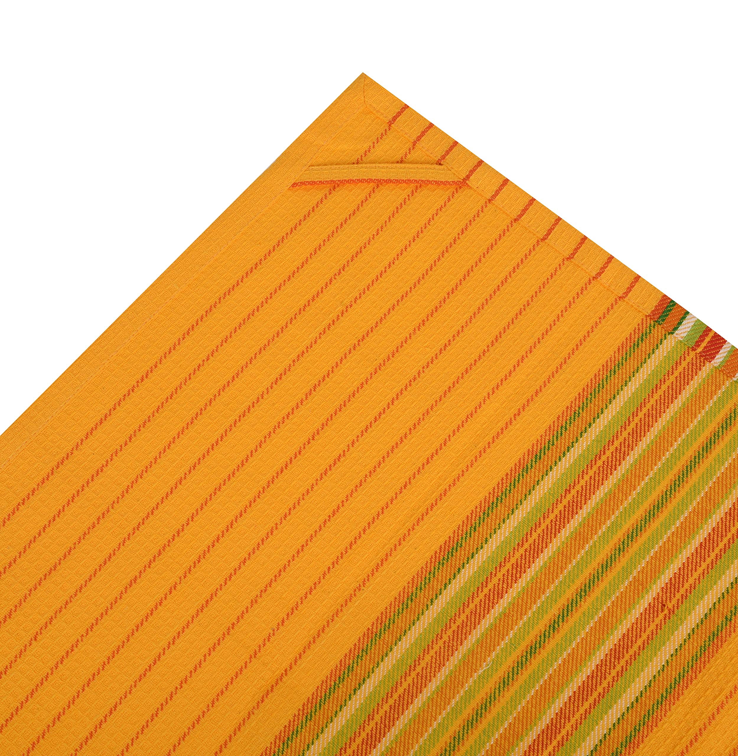 Urban Villa Kitchen Towels Waffle Stripes Dish Towels for Kitchen Mustard Color Set of 6 Kitchen Towels Highly Absorbent 100% Cotton Over Sized 20X30 in with Mitered Corners Kitchen Hand Tea Towels