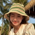 thumbnail image 2 of Sombrero de sol a rayas de arcoíris para mujer, sombrero de pescador para mujer, sombreros de playa para mujer, gorra informal idílica para vacaciones, verano, nuevo, 2 of 4