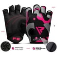 thumbnail image 3 of RDX Fingerless Weight Lifting Gloves Gym Workout Gloves for Men Bodybuilding Breathable Powerlifting Wrist Support Padded Palm Training Exercise, Pink, L, 3 of 9