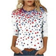 thumbnail image 2 of Cavosen 4th of July Tops for Women Petite 4th of July 3/4 Sleeve Crew Neck Shirts American Flag Print Shirts Lady XL Red White and Blue Casual Tops Funny Patriotic Tunic Tees 2025 Patriotic Blouses, 2 of 5
