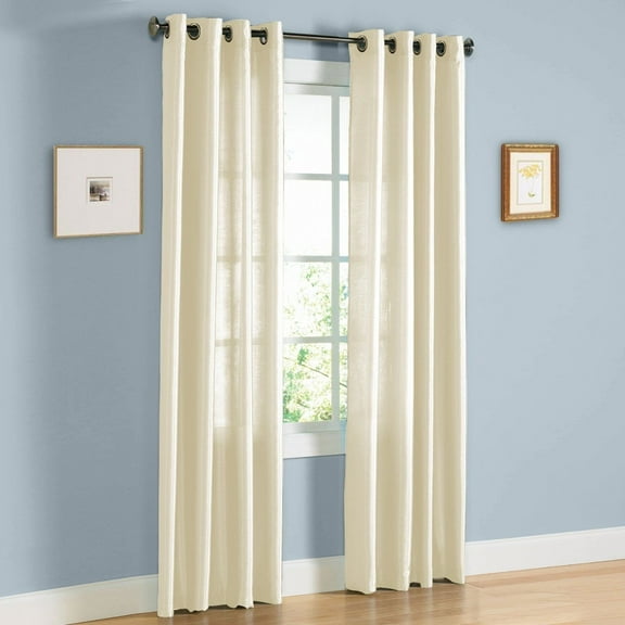 Jenner Solid Faux Silk Grommet Window Curtain Panel - All Sizes NEW ARIVAL SALE (95" Long, Beige)