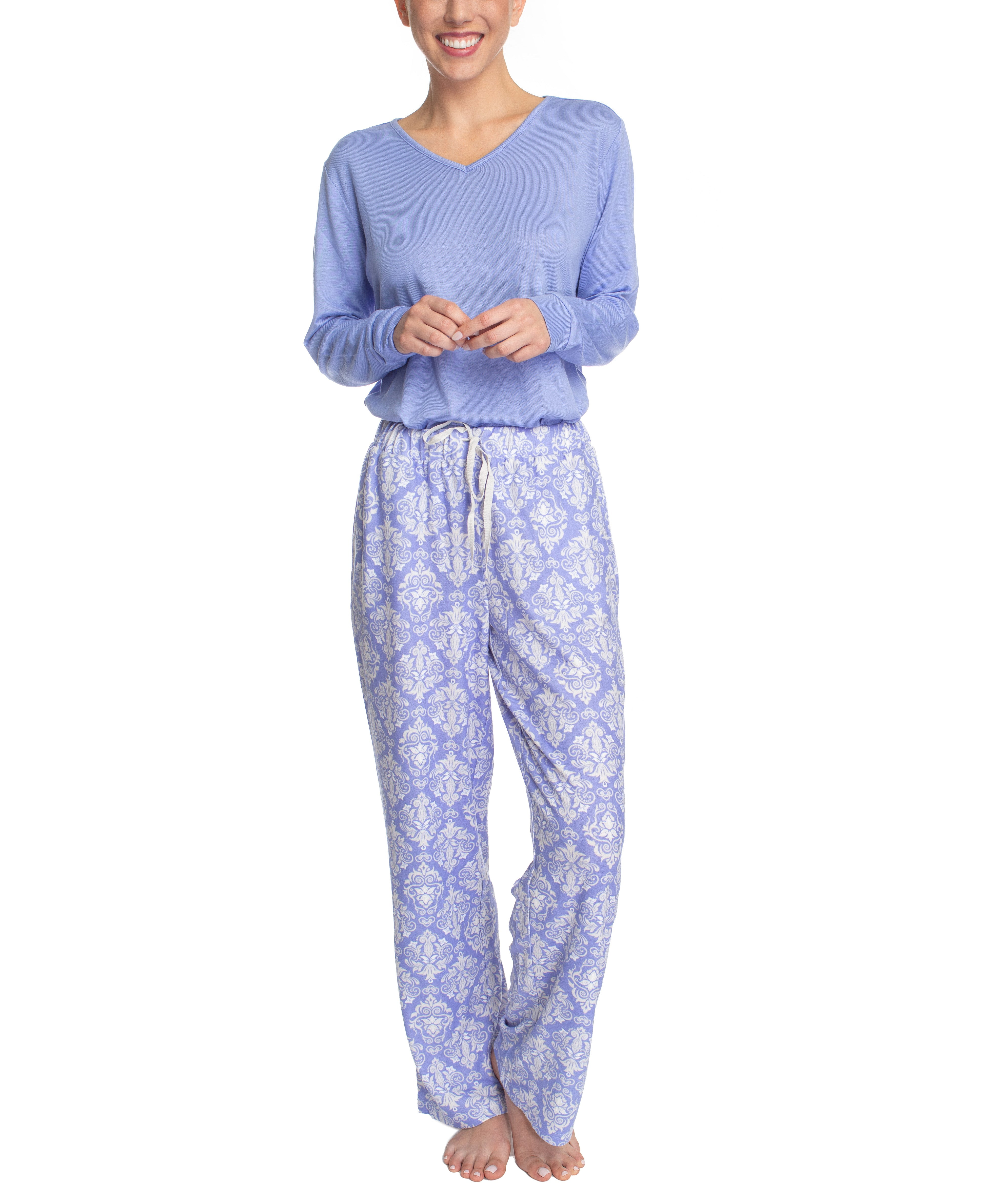 Hanes Women's Dreamscape Longsleeve Top and Pajama Bottom Butter Knit ...