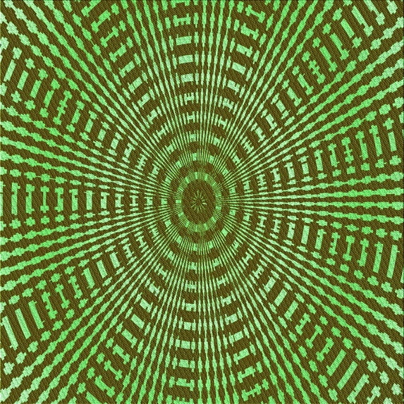 Ahgly Company Indoor Square Patterned Pea Green Area Rugs, 7' Square