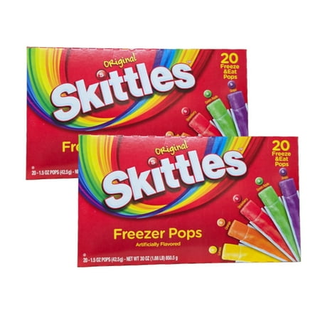 (2 Pack) Skittles Original Freezer Pops 20 ct 30 oz