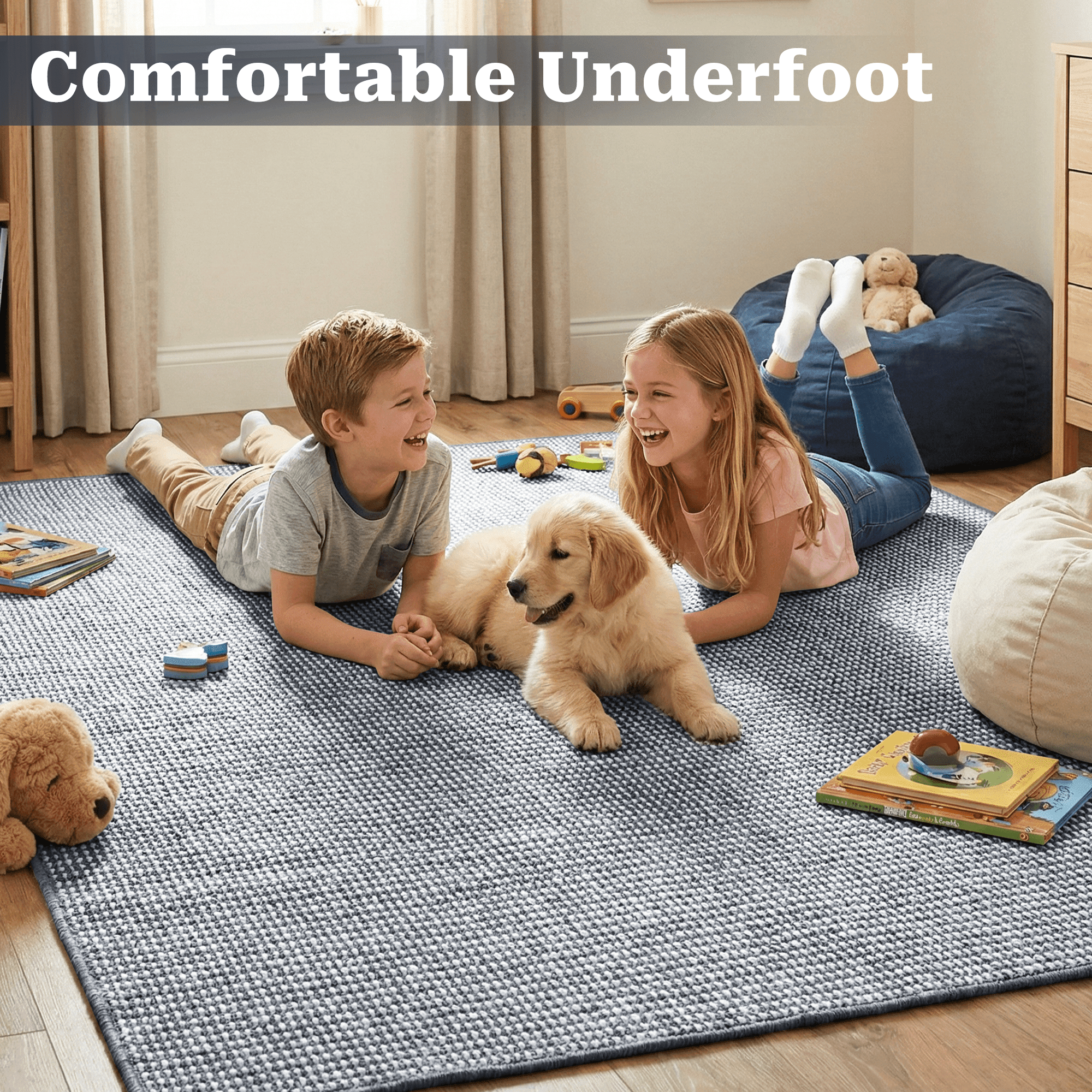 WANLISELL 5' x 7' Area Rug for Living Room, Modern Soft Carpet Washable Rugs, Indoor Low-Pile Rug for Dining Room Bedroom Kitchen Office, Gray & White