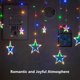 thumbnail image 5 of Guirnalda de luces de cortina de 12 estrellas, 2,5 m, 138 LED, con 8 modos de iluminación para bodas, Navidad, fiestas, festivales y uso en interiores y exteriores., 5 of 5