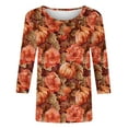 thumbnail image 4 of Inverlee Thanksgiving Shirts Women Plus Size Turkey Pumpkin Graphic Tees Comfy 3/4 Sleeve Work T-shirts Crewneck Tunic Blouse Tops, 4 of 4