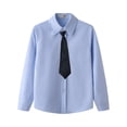 thumbnail image 6 of Junboys Children's Long Sleeve School Uniform Shirt - Casual Dress Top for Everyday, Great Back to School Clothes for Kids, Classic Button-Free Shirt for Comfort,Gray 120, 6 of 6