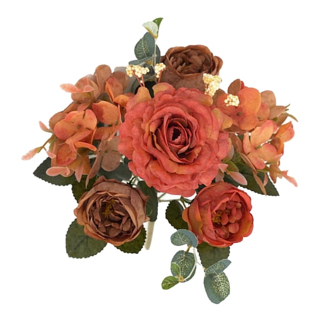 Flores artificiales para jarrón Arreglo floral Nupcial Sosteniendo Flores Tirando Ramo Ramo de boda para año Nuevo Graduación Decoración Regalo Naranja Colco Ramo de novia