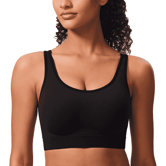 SOMER Women’s Sports Bra Strappy Back Padded Seamless Workout Bra High Impact Support Stretchy Yoga Tank Top for Gym Running Fitness