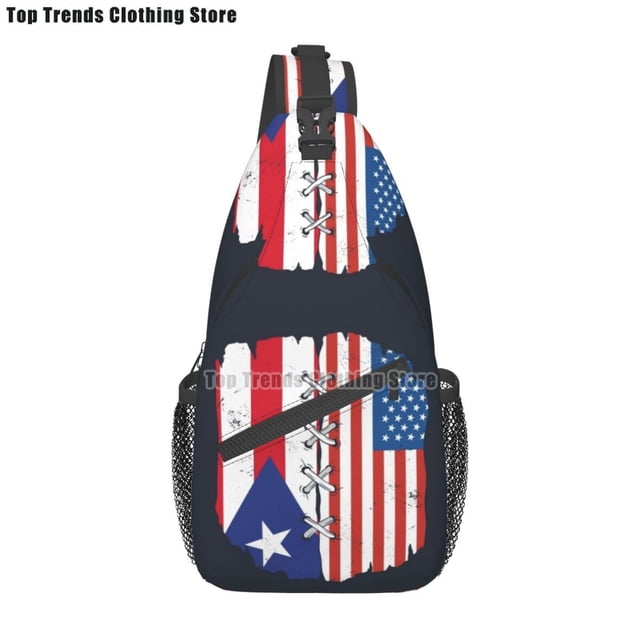Puerto Rico Rican Flag Sling bag/Crossbody Backpack/Puerto Rican Shoulder Bag for Travel Hiking Cycling Camping Work