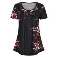 thumbnail image 2 of T-shirt Imprimé Femme Été Col Rond Manches Courtes Blouse Haut Col Rond Ample, Noir, TG, 2 of 6