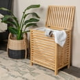 Household Essentials Bamboo Laundry Hamper, Slated Hamper with Natural