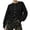 Black, variant on Women Cardigan Sweaters Long Lantern Sleeve Gold Button Front Loose Fit Soft Fuzzy Knitted Jacket Casual Cropped Outerwear