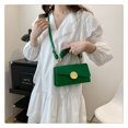 thumbnail image 4 of Bolso de mujer PU Bolso de hombro simple Bolso de mensajero cuadrado de color sólido (Verde), 4 of 6