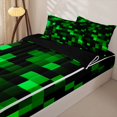 thumbnail image 3 of Erosebridal Pixel Plaid Zipper Twin Comforter Sets with Fitted Sheet and 2 Pillowcases,Teens Video Games Zipper Bedding Set For Boys,Black Reversible,4 Pieces, 3 of 7