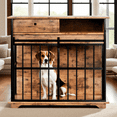 thumbnail image 3 of ZephyPaws 36'' Dog Crate Furniture with Storage Drawers,Wooden Double Dog Cage TV Stand with 2 Doors,Multi-Functional Dog Crate End Table for Indoor use,Brown, 3 of 8