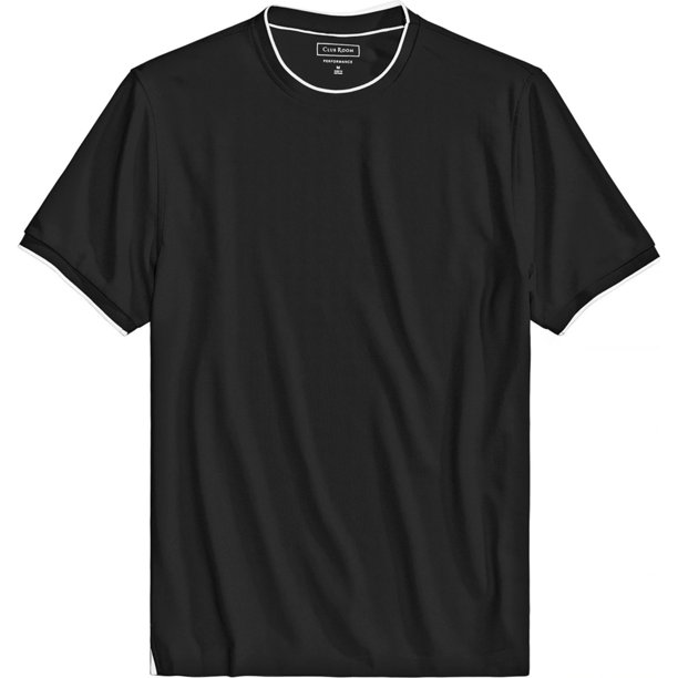Club Room - Camiseta básica con ribete para hombre, color negro, pequeña