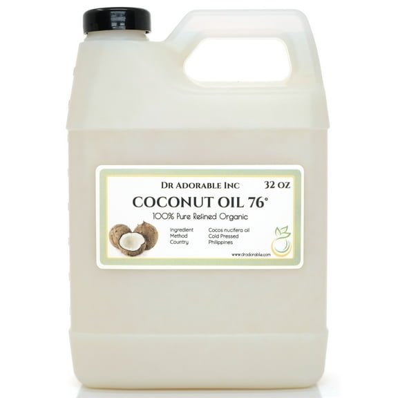 Dr. Adorable - 100% Pure Coconut 76 F Oil Organic Cold Pressed Refined Moisturizing Oil For Face Skin Hair - 32 oz