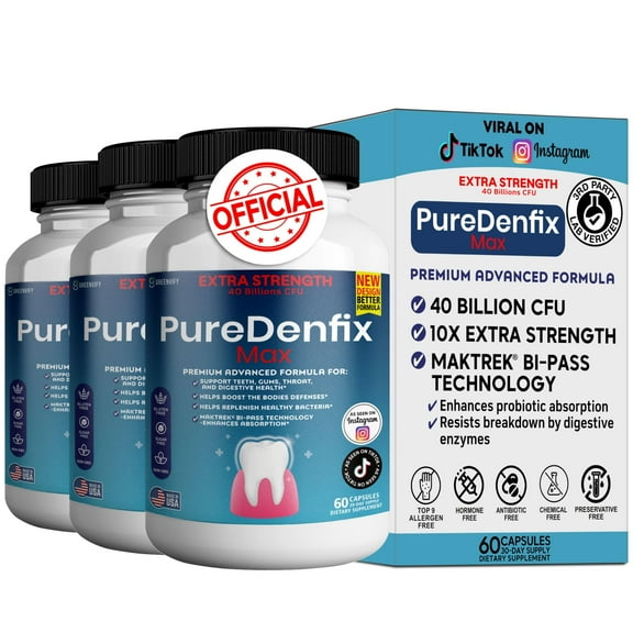 PureDenfix Max Extra Strength Probiotic Supplement – 40 Billion CFU – Oral & Digestive Health Support – 180 Capsules