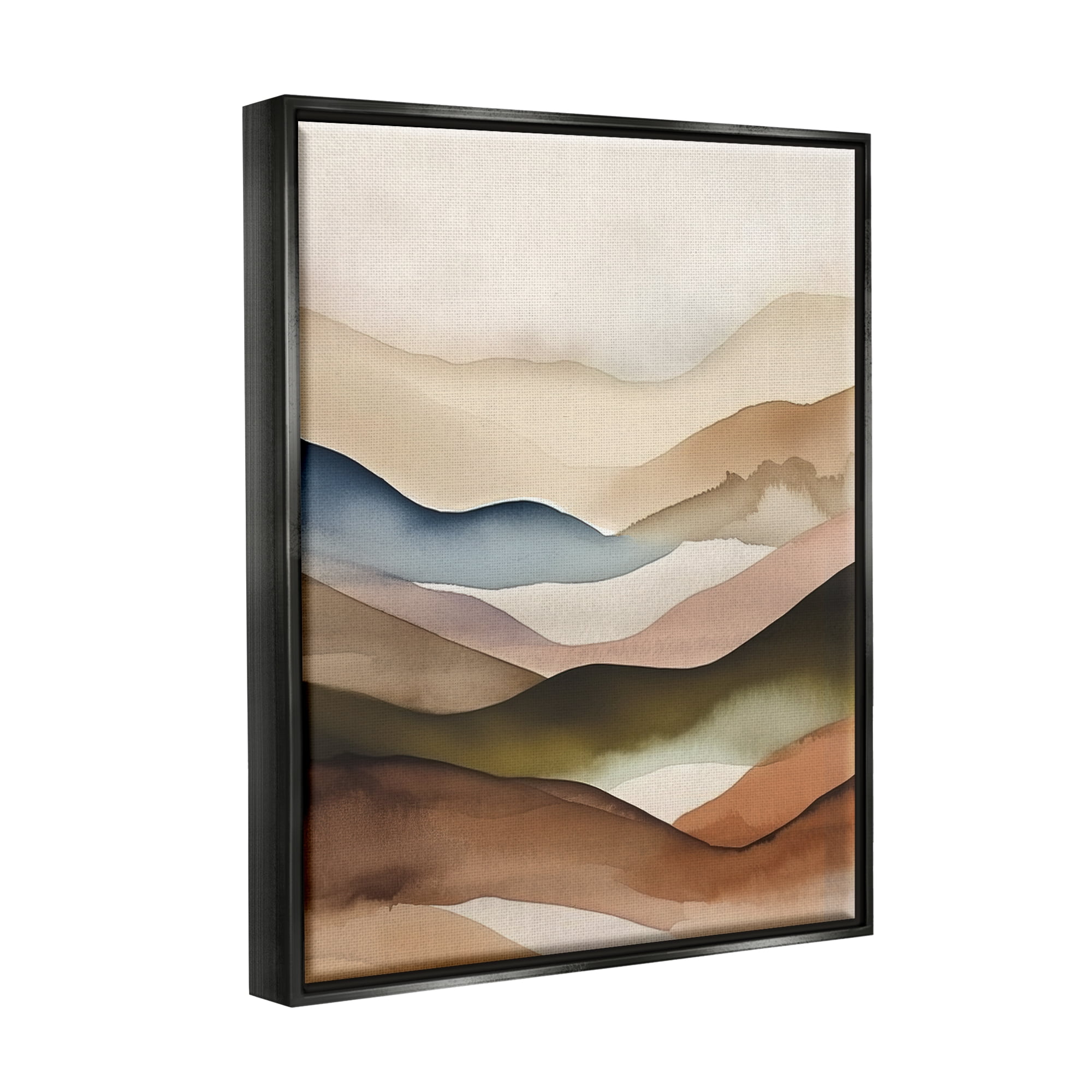 Stupell Industries Abstract Mountain Range Landscape Painting Black Floater Framed Canvas Art Print Wall Art, 25 x 31