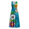 thumbnail image 4 of STETMN Boho Maxi Dress for Women Deep V Neck Tank Dress Floral Print Long A-line Vacation Dresses, 4 of 8