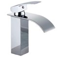 thumbnail image 1 of Grifo de baño, grifo de fregadero con diseño de cascada moderno, diseño de cuerpo de válvula de cobre duradero, latón cromado. Agua fría y caliente disponible, 1 of 6