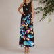 thumbnail image 1 of Vestido Largo Informal de Verano Con Escote En V Para Mujer, Vestido Playero Holgado, Vestido Largo Estilo Bohemio Cómodo Para Mujer, 1 of 3