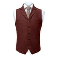 thumbnail image 2 of RYDCOT Mens Suit Vest Lapel Single Breasted Multi Pockets Suit Herringbone V Neck Waistcoat Sleeveless Top Wine, 2 of 6