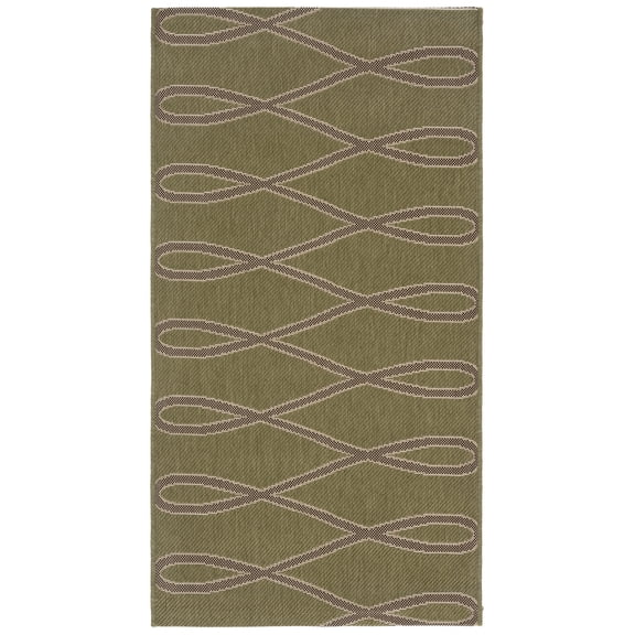 SAFAVIEH Courtyard Orpa Geometric Circles Indoor/Outdoor Area Rug, 2'7" x 5', Green/Cream